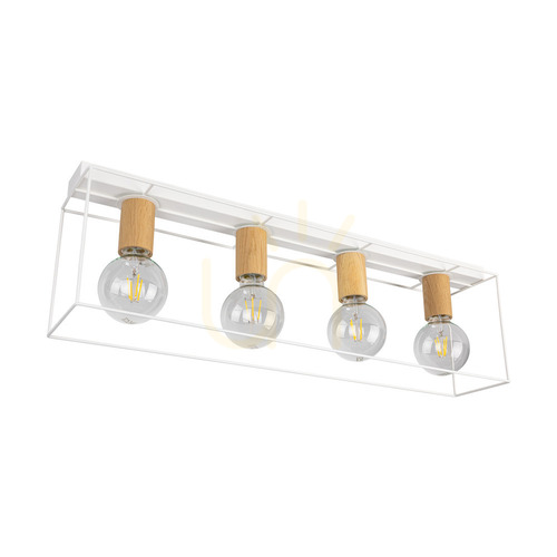 Prüfen Gretter Deckenleuchte, 4xE27, Max. 60 W, Weiß/geölte Eiche, 75 cm