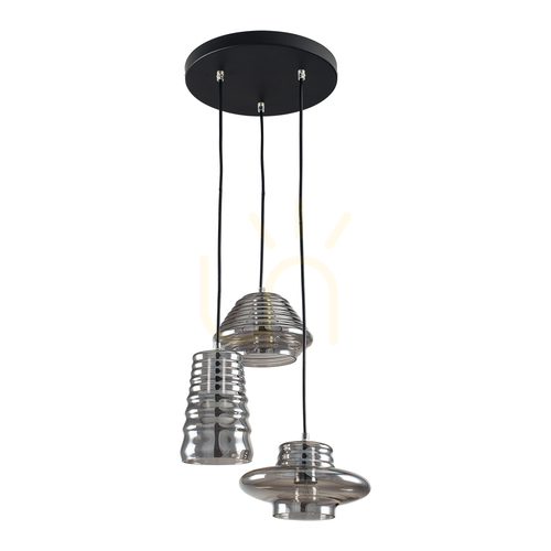 Prüfen Bali Pendelleuchte 3xE27 60 W Schwarz/Grau Ø 46 cm