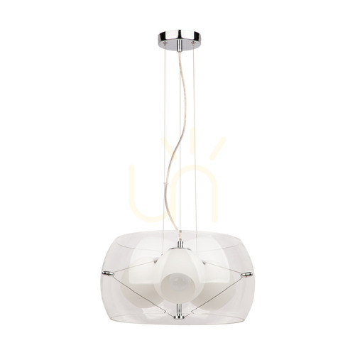 Prüfen Lola Pendelleuchte 3xE27 Max. 40 W Chrom/Klar/Weiß/Klar, Ø 42 cm