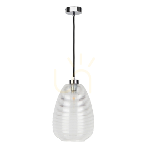 Prüfen Pulsar Pendelleuchte, 1xE27, 60 W, Chrom/Schwarz/Klar, Ø 24 cm