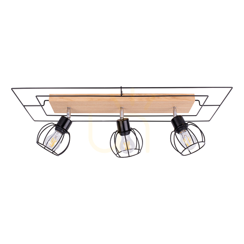 Prüfen Chester Deckenleuchte, 3xE27, Max. 60 W, geölte Eiche/Schwarz, 78 cm