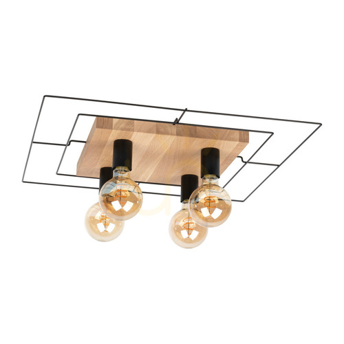 Prüfen Chester Deckenleuchte, 4xE27, Max. 60 W, geölte Eiche/Schwarz, 58 cm