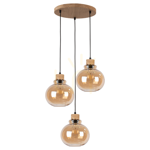 Prüfen Serena Pendelleuchte 3xE27 Max. 60 W, geölte Eiche/schwarzes PVC/braun, Ø 40 cm