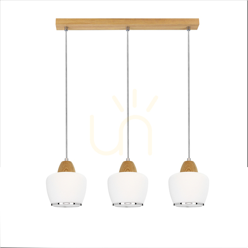 Prüfen Rondas Pendelleuchte 3xE14 Max. 40 W, geölte Eiche/klar/weiß/Chrom, 53 cm