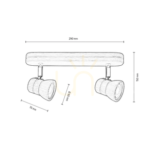 Tessa 2xGU10 LED-Deckenleuchte, 4,5 W, geölte Eiche, 29 cm small 2