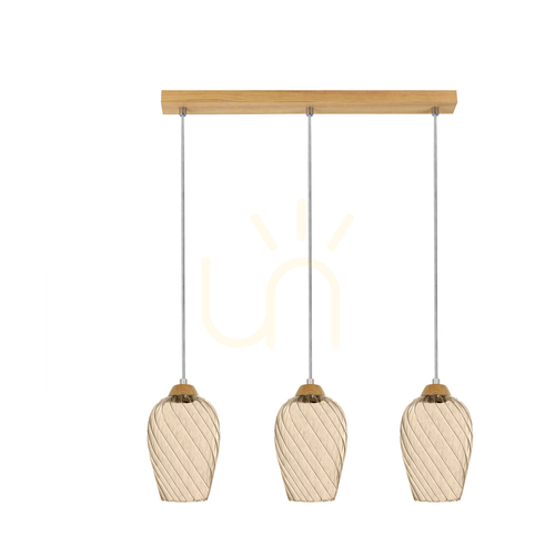 Prüfen Minevra Pendelleuchte, 3xE14, Max. 40 W, geölte Eiche/transparentes PVC/braun, 53 cm