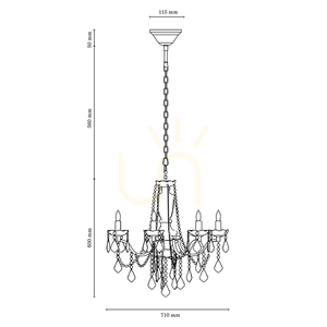 Odessa Pendelleuchte, 8xE14, Max. 40 W, Gold/Klar, Ø 71 cm small 3