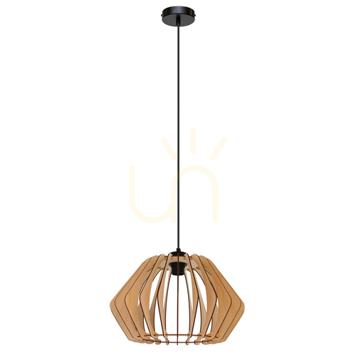 Prüfen Hiroto Grand Pendelleuchte 1xE27 Max. 15 W Schwarz/Schwarz/Birke Ø 40 cm