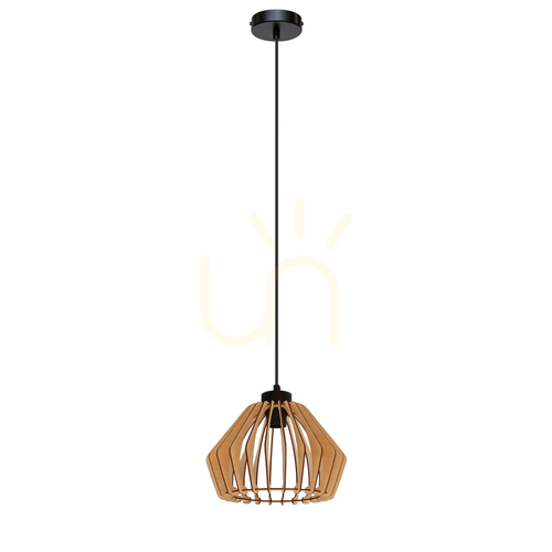 Prüfen Hiroto Pendelleuchte 1xE27 Max. 15 W Schwarz/Schwarz/Birke Ø 28,5 cm