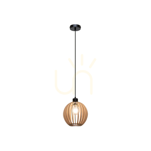Shiro Pendelleuchte 1xE27 Max. 15 W Schwarz/Schwarz/Birke Ø 23 cm small 1