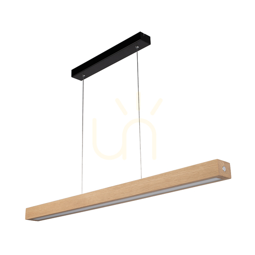 Prüfen Valjevo Pendelleuchte, inklusive 1x 28-W-LED, Schwarz/geölte Eiche/Touch-Dimmer, 90 cm