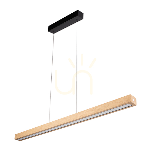 Prüfen Valjevo U&amp;D Pendelleuchte, inklusive 1x 36-W-LED, Schwarz/geölte Eiche, Touch-Dimmer, 115 cm