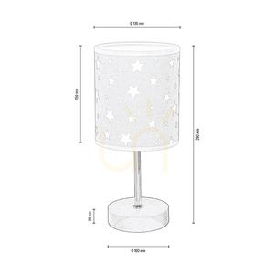 Fiete Tischlampe, 1xE27, Max. 25 W, grau gebeiztes Kiefernholz/Chrom/Grau-Weiß, Ø 13 cm small 2