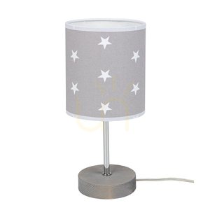 Fiete Tischlampe, 1xE27, Max. 25 W, grau gebeiztes Kiefernholz/Chrom/Grau-Weiß, Ø 13 cm small 0
