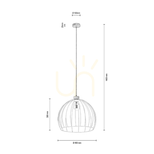 Caro Pendelleuchte, 1xE27, Max. 60 W, geölte Eiche/Weiß, Ø 49 cm small 1