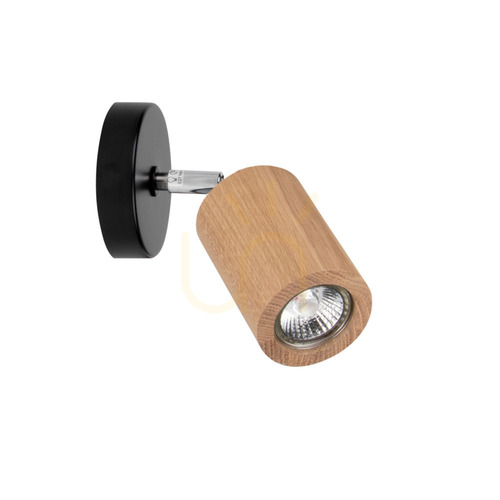 Prüfen Wandleuchte „Matti“, inklusive 1 GU10-Fassung, max.. 5 W, Schwarz/geölte Eiche, 17 cm