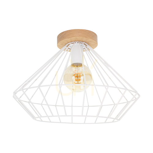 Prüfen Kiara Deckenleuchte, 1xE27, Max. 60 W, geölte Eiche/Weiß, Ø 40 cm
