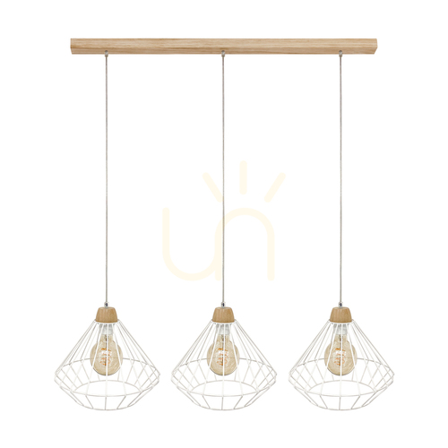 Prüfen Kiara Pendelleuchte, 3xE27, Max. 60 W, geölte Eiche/transparentes PVC/Weiß