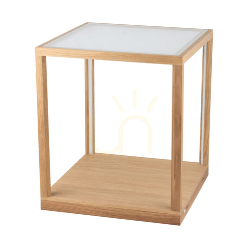 Prüfen Tavoli Glass 1xLED Beistelltisch, 27 W, geölte Eiche/mattiert/Touch-Dimmer, 45,5 cm