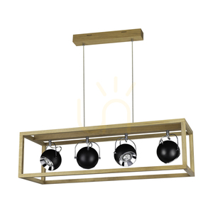 Roy Pendelleuchte, inklusive 4x 5-W-GU10-LEDs, geölte Eiche/klar/schwarz, 90 cm small 0