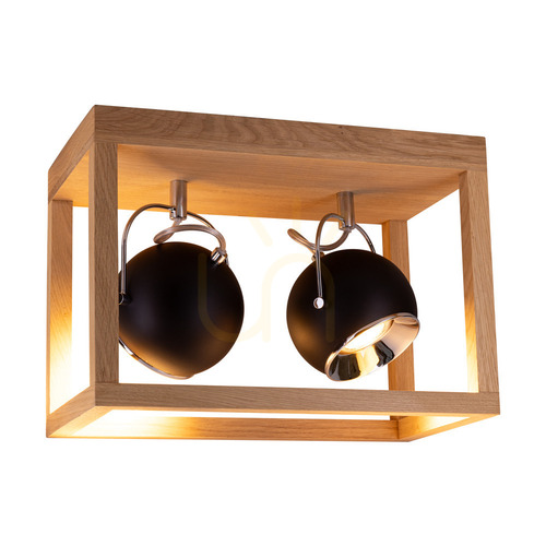 Prüfen Roy Deckenleuchte, inklusive 2x 5 W GU10-LEDs, geölte Eiche/Schwarz, 36 cm