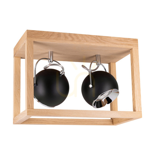 Prüfen Roy Deckenleuchte, inklusive 2x 5 W GU10-LEDs, geölte Eiche/Schwarz, 36 cm