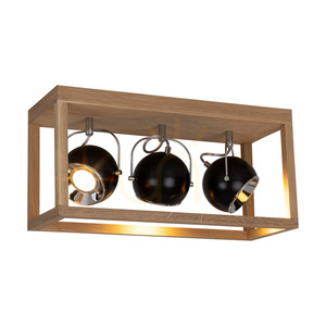 Roy Deckenleuchte, inklusive 3x 5 W GU10-LEDs, geölte Eiche/Schwarz, 52 cm small 1