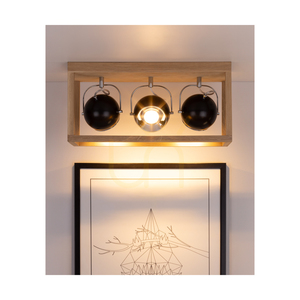 Roy Deckenleuchte, inklusive 3x 5 W GU10-LEDs, geölte Eiche/Schwarz, 52 cm small 2