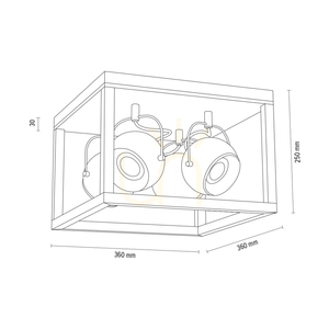 Roy Deckenleuchte, inklusive 4 x 5 W GU10-LEDs, geölte Eiche/Schwarz, 36 cm small 2