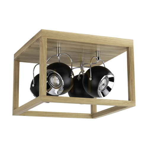 Prüfen Roy Deckenleuchte, inklusive 4 x 5 W GU10-LEDs, geölte Eiche/Schwarz, 36 cm