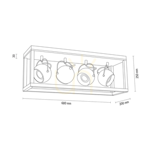 Roy Deckenleuchte, inklusive 4 x 5 W GU10-LEDs, geölte Eiche/Schwarz, 68 cm small 2