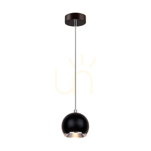 Hängeleuchte „Ball Wood“, inklusive 1x 5-W-GU10-LED-Leuchtmittel, Walnuss/Schwarz, Ø 12 cm small 1
