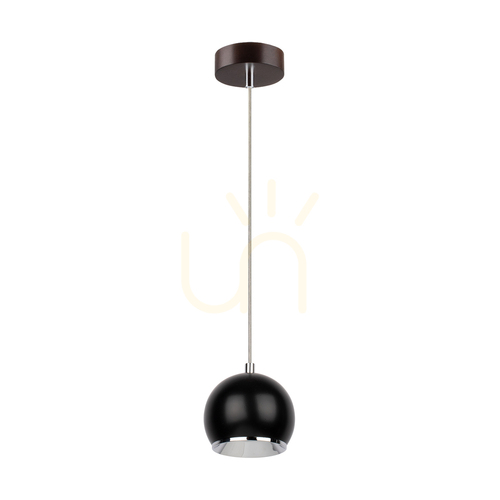 Prüfen Hängeleuchte „Ball Wood“, inklusive 1x 5-W-GU10-LED-Leuchtmittel, Walnuss/Schwarz, Ø 12 cm