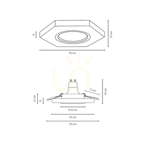 Vitar Holz-Decken-Einbaustrahler, inklusive 1x LED GU10 6 W, Nussbaum/Chrom, 11 cm small 1