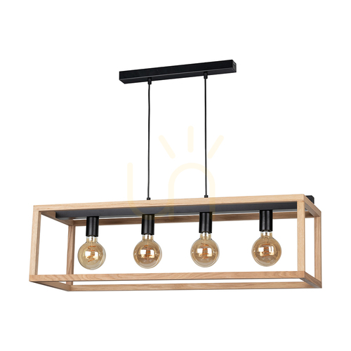 Prüfen Bavoli Pendelleuchte 4xE27 Max. 60 W, geölte Eiche/schwarzes PVC/schwarz, 90 cm