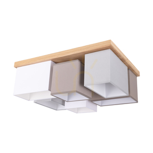 Deckenleuchte „Vineda“, 6xE27, Max. 25 W, geölte Eiche/Weiß/Grau/Braun, 55 cm small 0