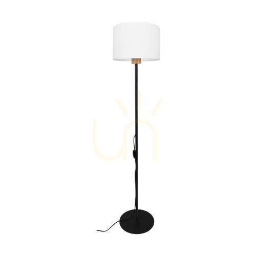 Prüfen Olaf Stehlampe 1xE27 Max. 40 W Schwarz/geölte Eiche/Weiß Ø 25 cm