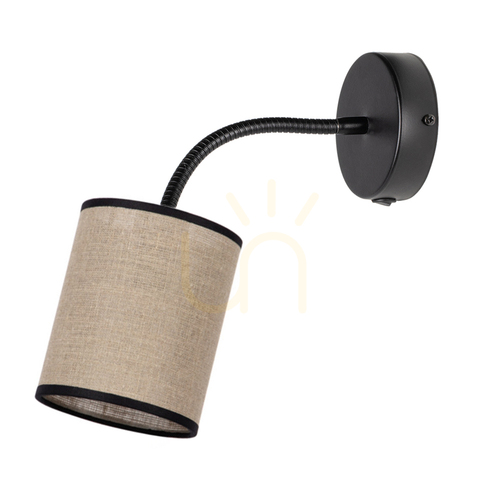 Prüfen Wandleuchte „Cookie Fibre“ 1xE27 max.. 25 W, schwarz/beige-schwarz, mit einem 30 cm langen Flex-Arm