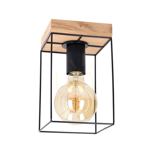 Prüfen Moroni Deckenleuchte, 1xE27, Max. 60 W, geölte Eiche/Schwarz, 13,5 cm