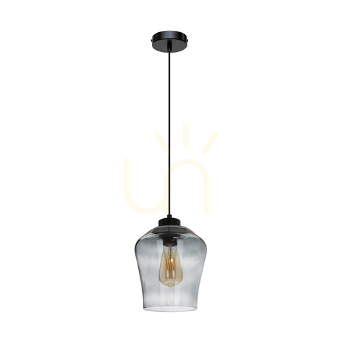 Prüfen Juba Pendelleuchte, 1xE27, Max. 60 W, Schwarz/Schwarz/Rauchglas, Ø 19 cm