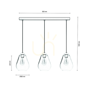 Kigali Pendelleuchte 3xE27 Max. 60 W Schwarz/Schwarz/geölte Eiche/rauchfarbenes Glas 19 cm small 2