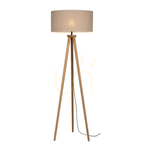 Emmo Stehlampe, 1xE27, Max. 60 W, gebeiztes Kiefernholz/schwarzes PVC/beige small 1