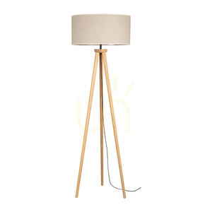 Emmo Stehlampe, 1xE27, Max. 60 W, gebeiztes Kiefernholz/schwarzes PVC/beige small 0