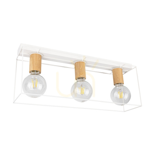 Prüfen Gretter Deckenleuchte, 2xE27, Max. 60 W, Weiß/geölte Eiche, 54 cm