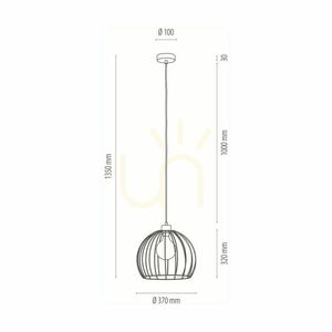 Dakar Pendelleuchte 1xE27 Max. 60 W, geölte Eiche/schwarzes PVC/schwarz, Ø 37 cm small 1