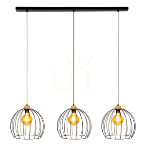 Dakar Pendelleuchte 3xE27 Max. 60 W Schwarz/geölte Eiche/Schwarz 132 cm small 1