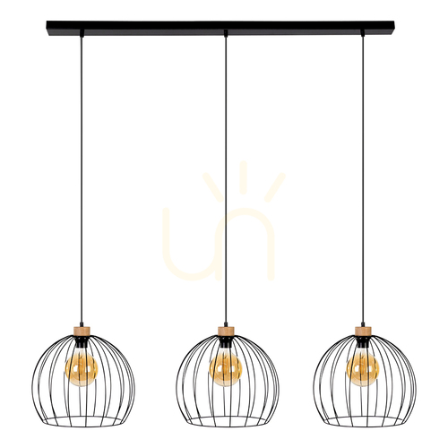 Prüfen Dakar Pendelleuchte 3xE27 Max. 60 W Schwarz/geölte Eiche/Schwarz 132 cm