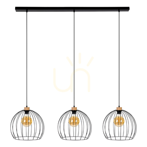 Dakar Pendelleuchte 3xE27 Max. 60 W Schwarz/geölte Eiche/Schwarz 132 cm small 0
