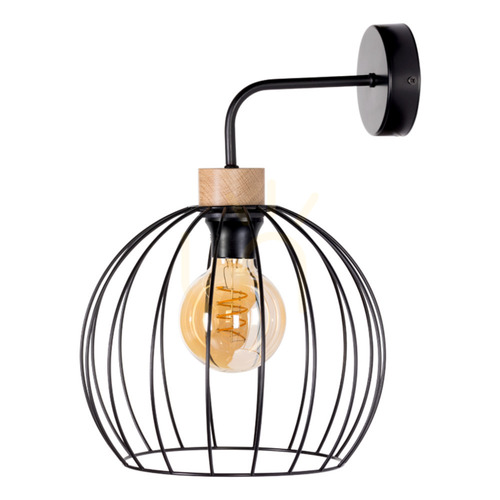 Prüfen Wandleuchte „Dakar“ 1xE27 Max. 25 W Schwarz/geölte Eiche/Schwarz 28 cm