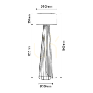 Swan Stehlampe 1xE27 Max. 60 W Schwarz/Schwarz PVC/Weiß Ø 50 cm small 5